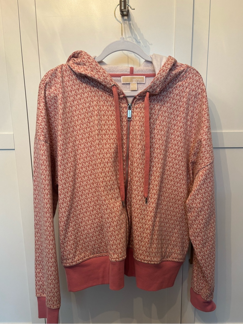 Michael Kors Rose Pink Logo Zip Hoodie Jacket